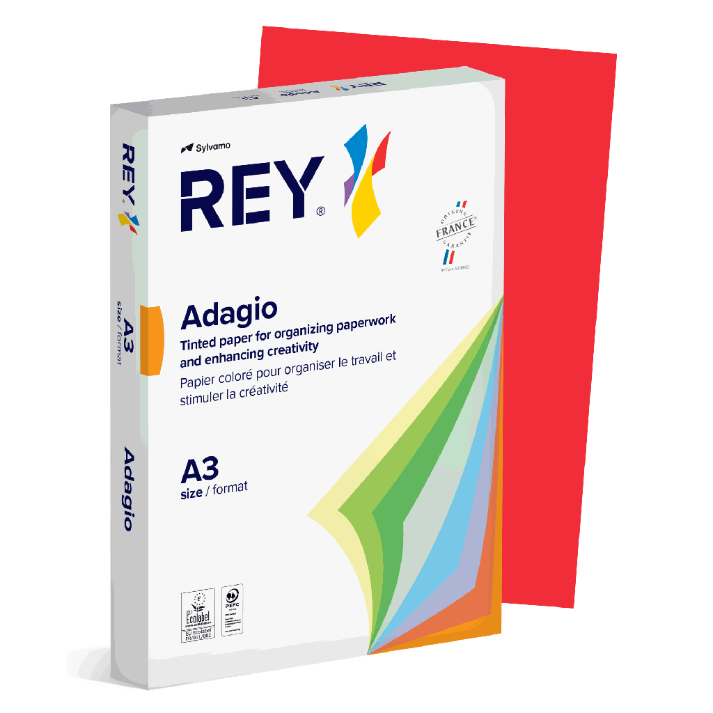 Färgat kopieringspapper Rey Adagio A3 80g 500/fp Red