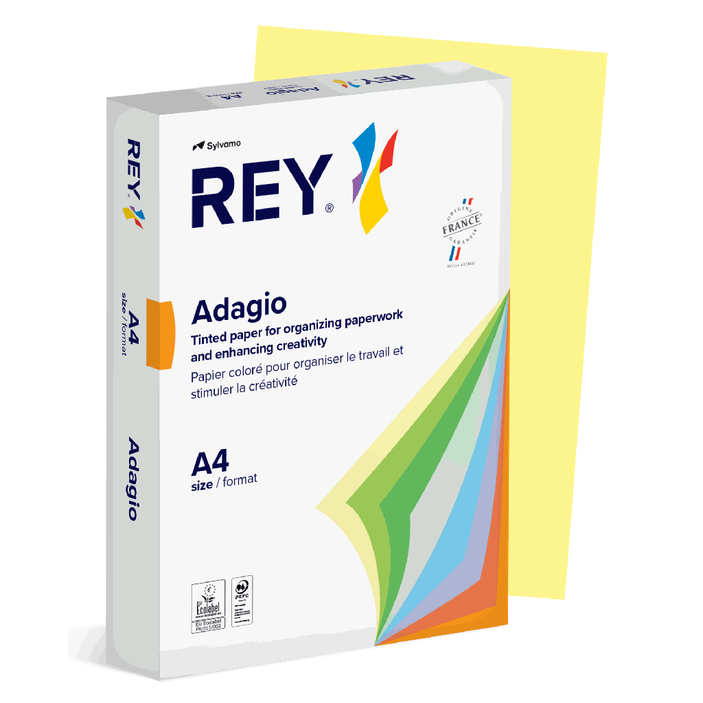 Färgat kopieringspapper Rey Adagio A4 160g 250/fp Canary