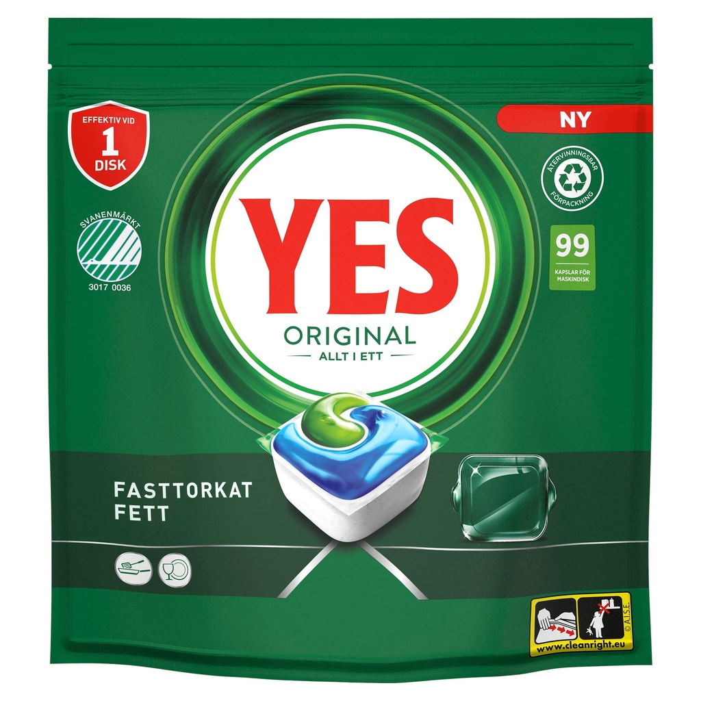 Diskmaskinstabletter YES All in One 99-pack