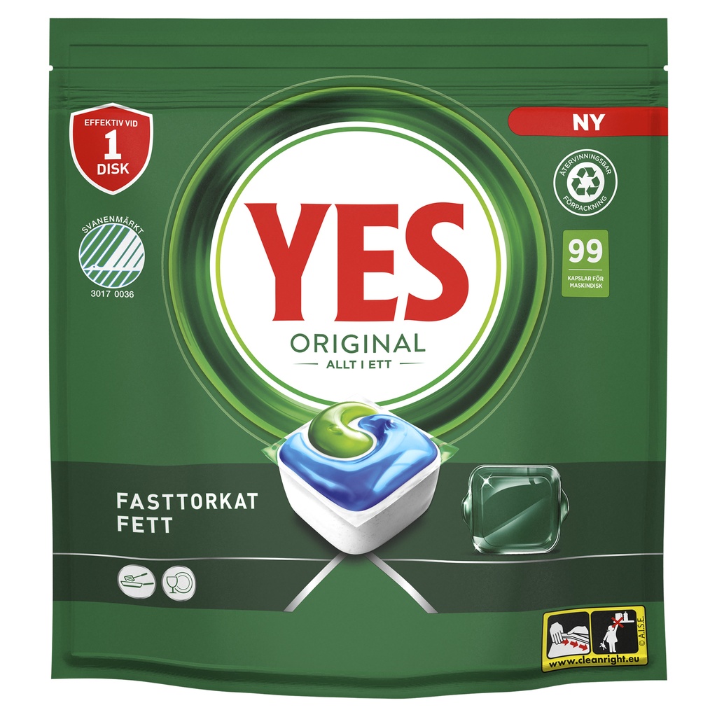 Diskmaskinstabletter YES All in One 99-pack