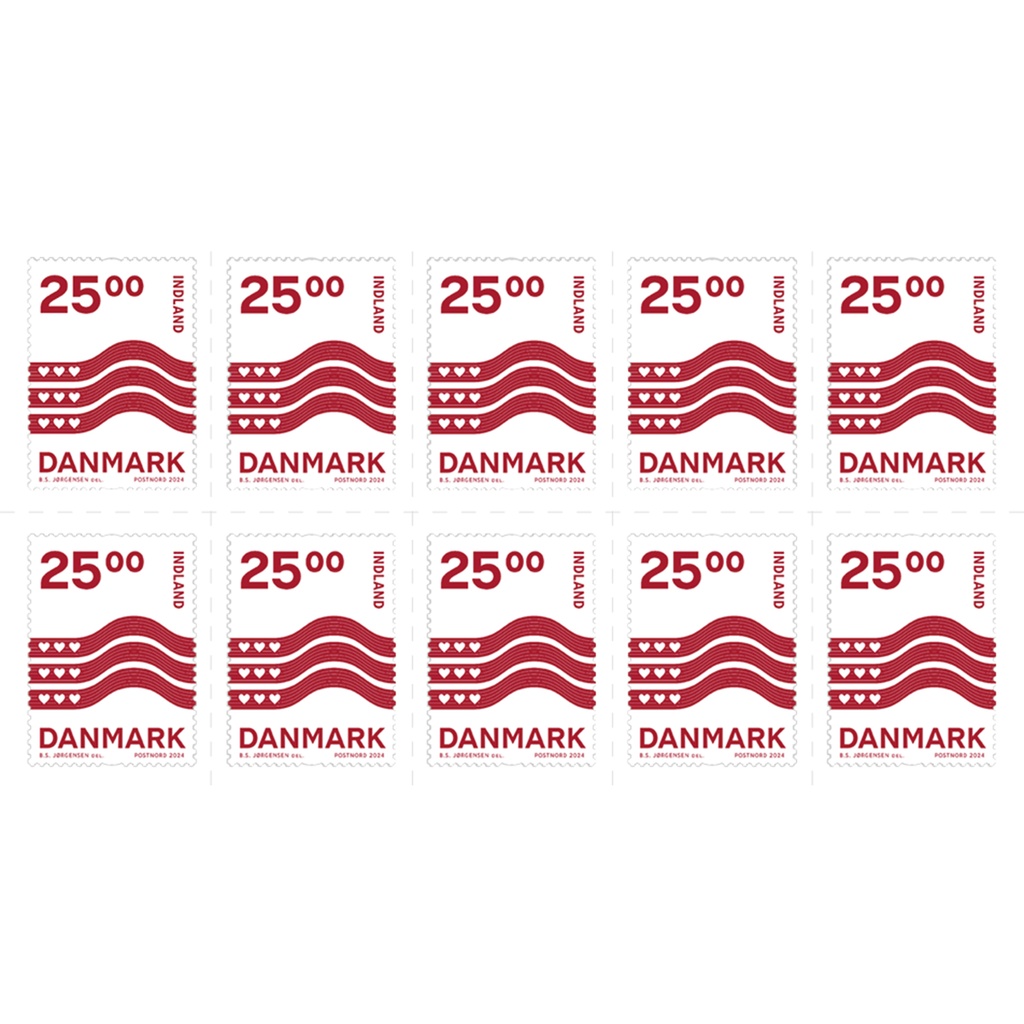 Frimärke inrikes DK Hjertebölger 10-pack