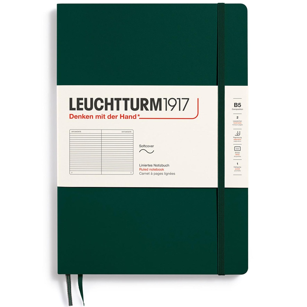 Ant.bok B5 s linj forest green