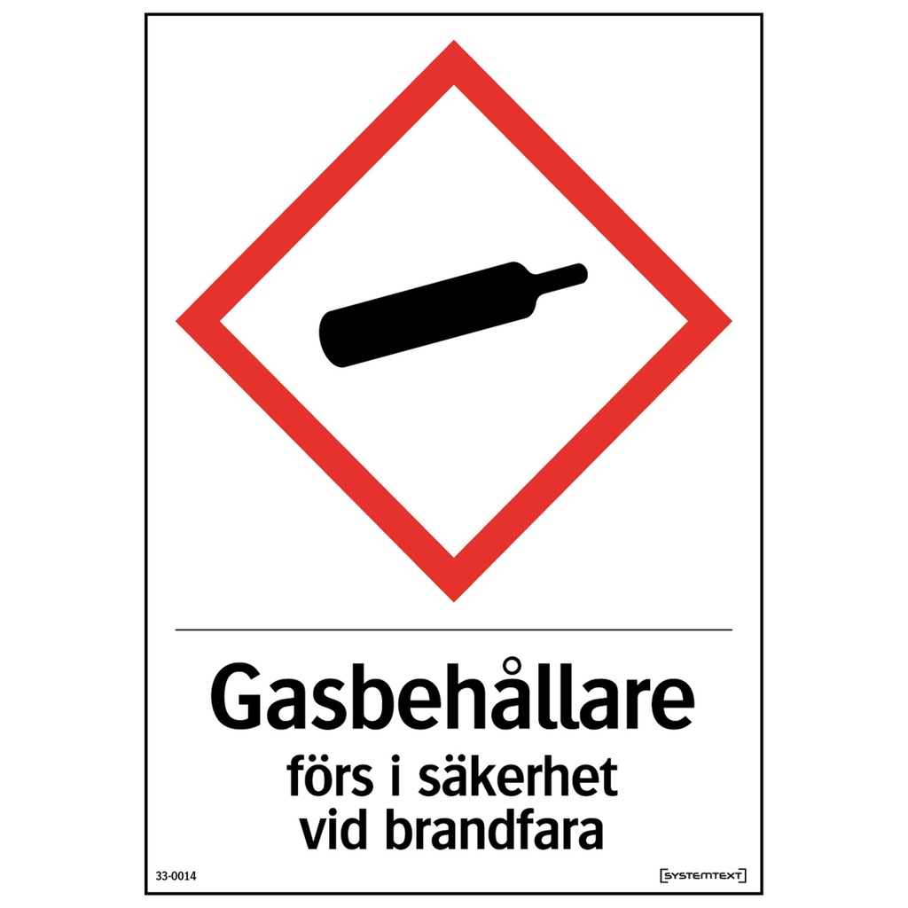 Skylt Gasbehållare A5 plast