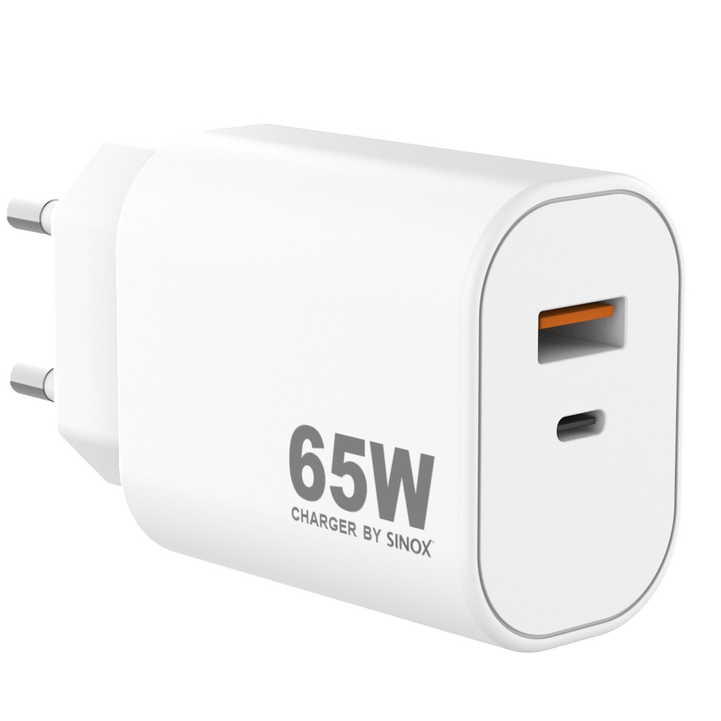 Laddare USB-A+USB-C GaN PD 65W
