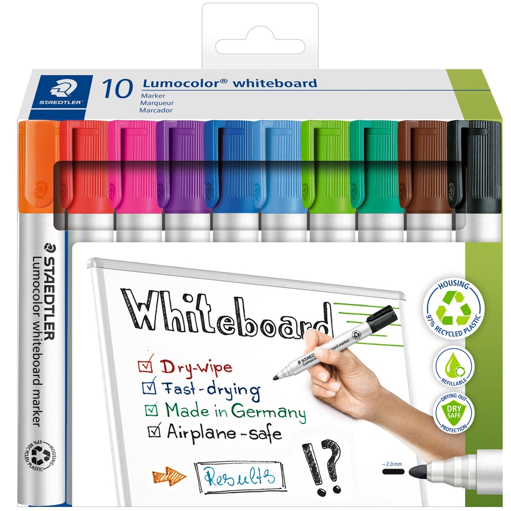 Whiteboardpenna rund 10-pack