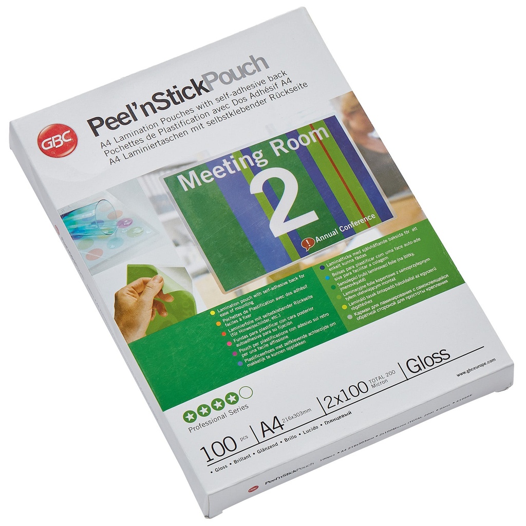 Lamineringsfickor Peel`n Stick A4 100 mikron gloss 100/fp