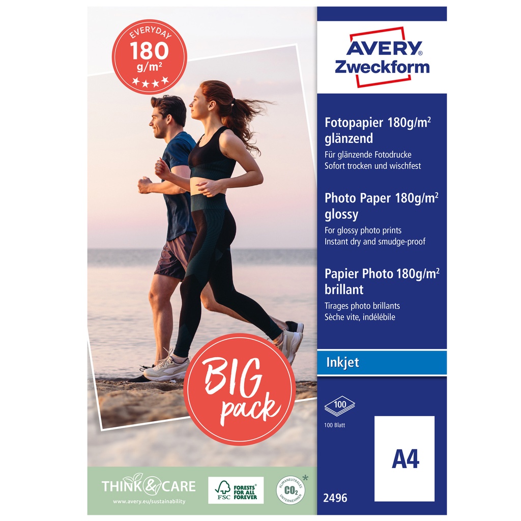 Fotopapper A4 180g glossy 100f