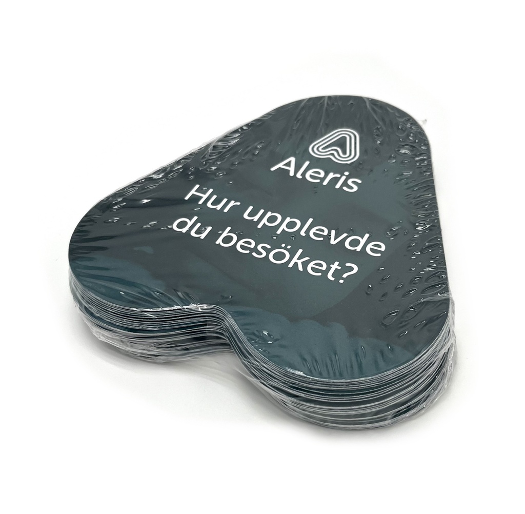 Flyers "Hur upplevde du besöket" Aleris logo-formade 4+4 100 st/fp