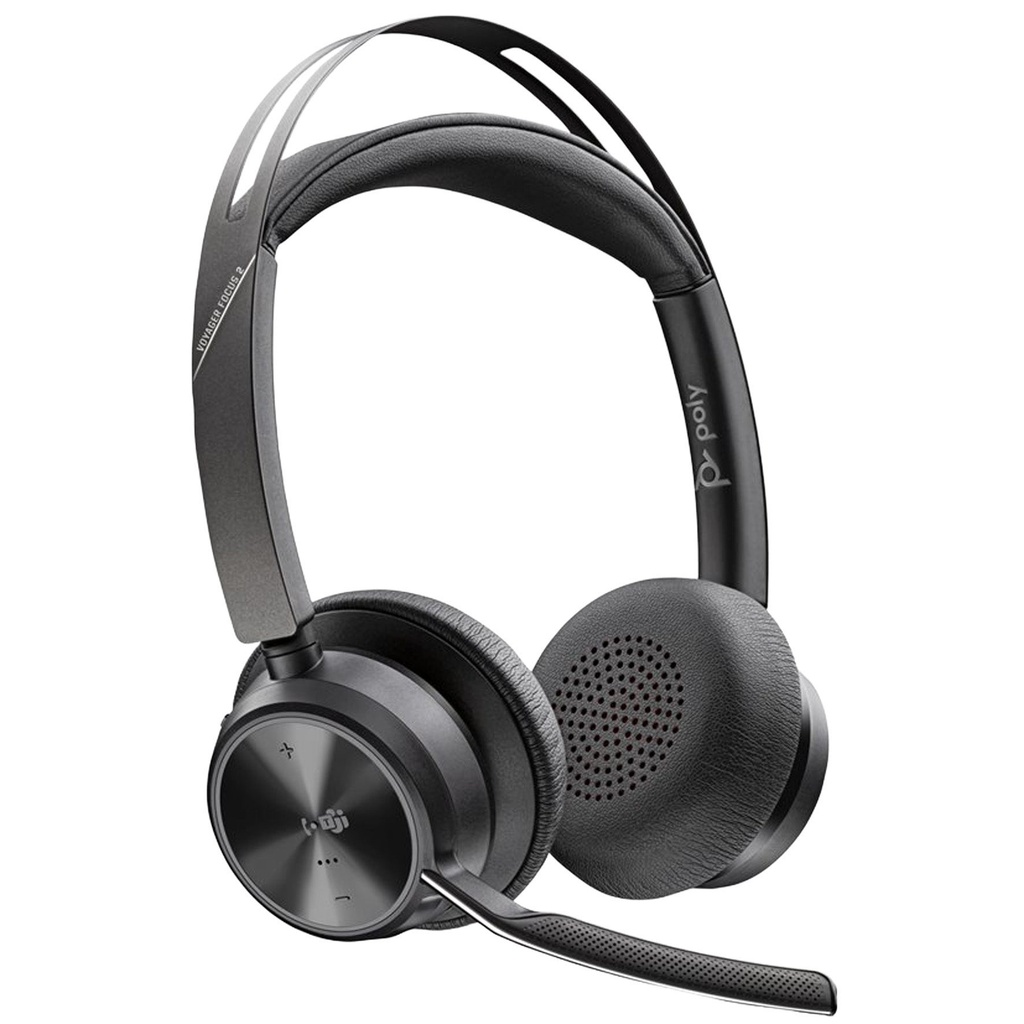 Headset Poly Voyager Focus 2 Teams USB-C-C + USB-C/A Adapter + laddställ