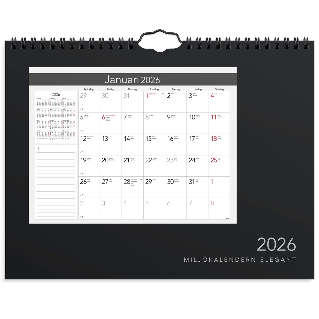 Väggkalender 2026 Elegant
