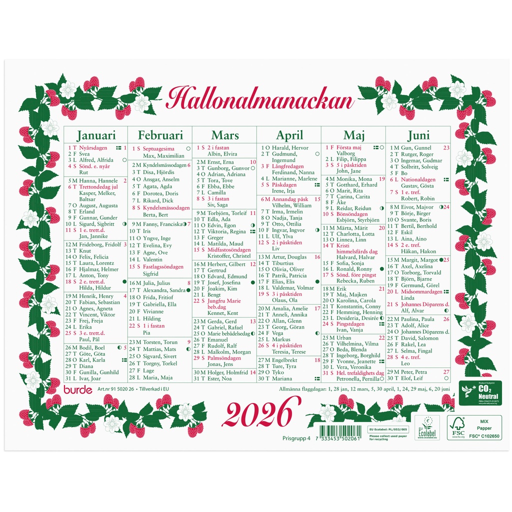 Lilla Hallonalmanackan 2026