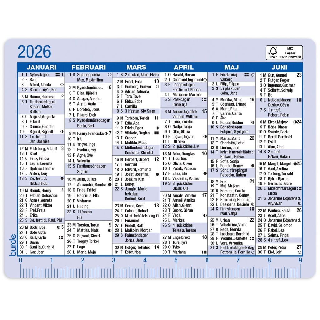 Kalender 2026 Kalenderkort
