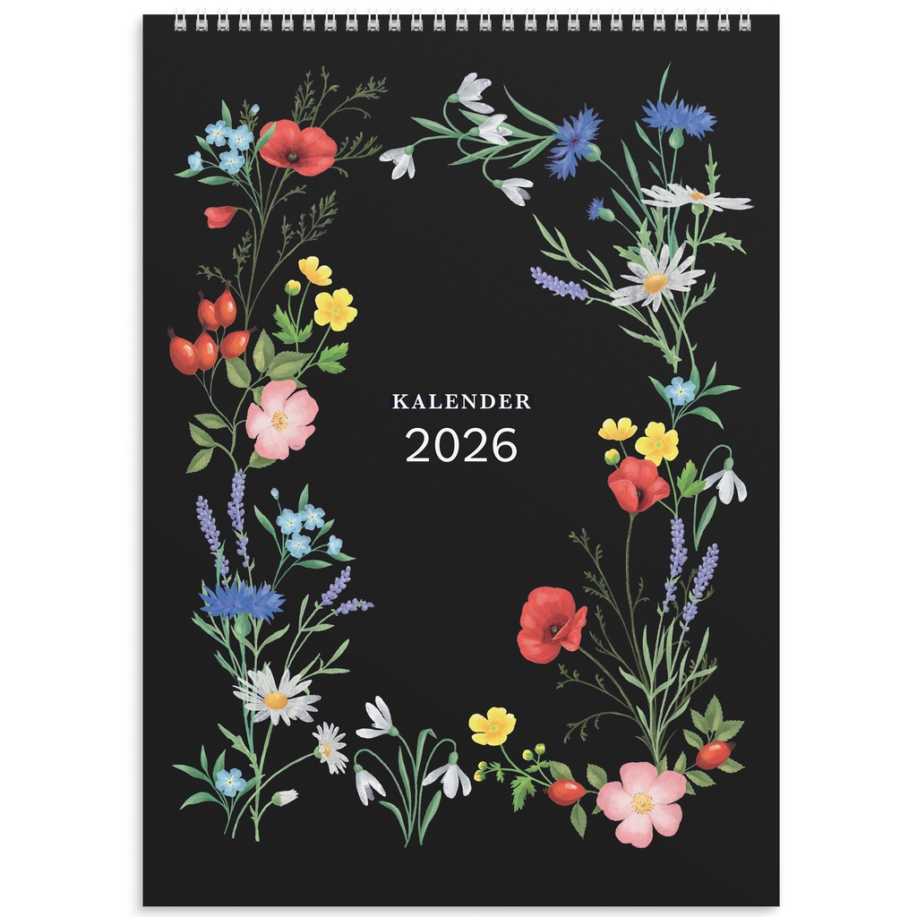 Illustrerad blomster 2026 vägg