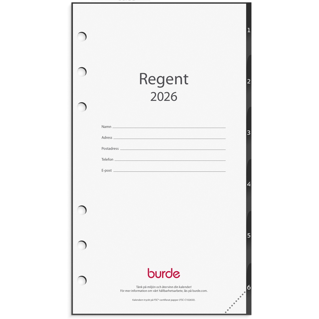 Kalender 2026 Regent grundsats