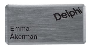 NYA Namnskylt Delphi metall silver 60x30mm med magnet