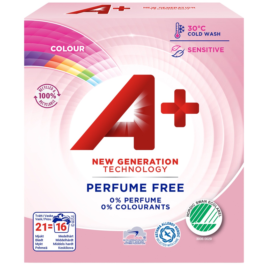 Tvättm. A+ Sensitive Color plv