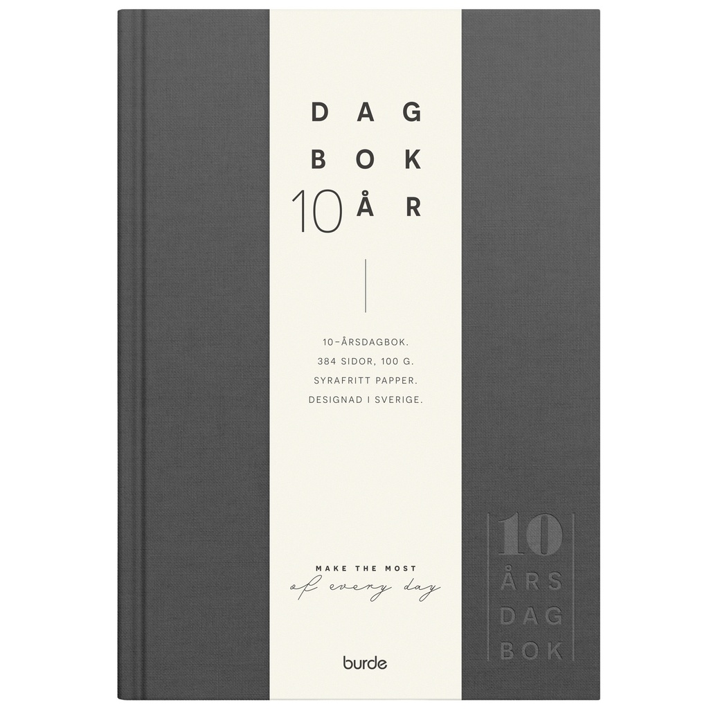 10-årsdagbok mörkgrå linne