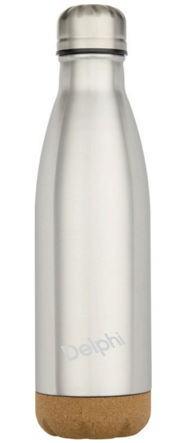 Vattenflaska 500 ml med i rostfritt stål med graverad Delphi logo 25st/krt