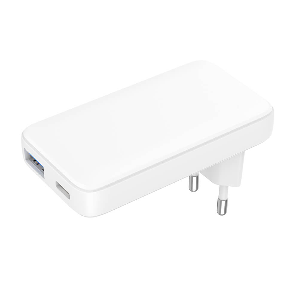 Laddare 1xUSB-C + 1xUSB-A PD/PPS 36W+QC 18W GaN vit