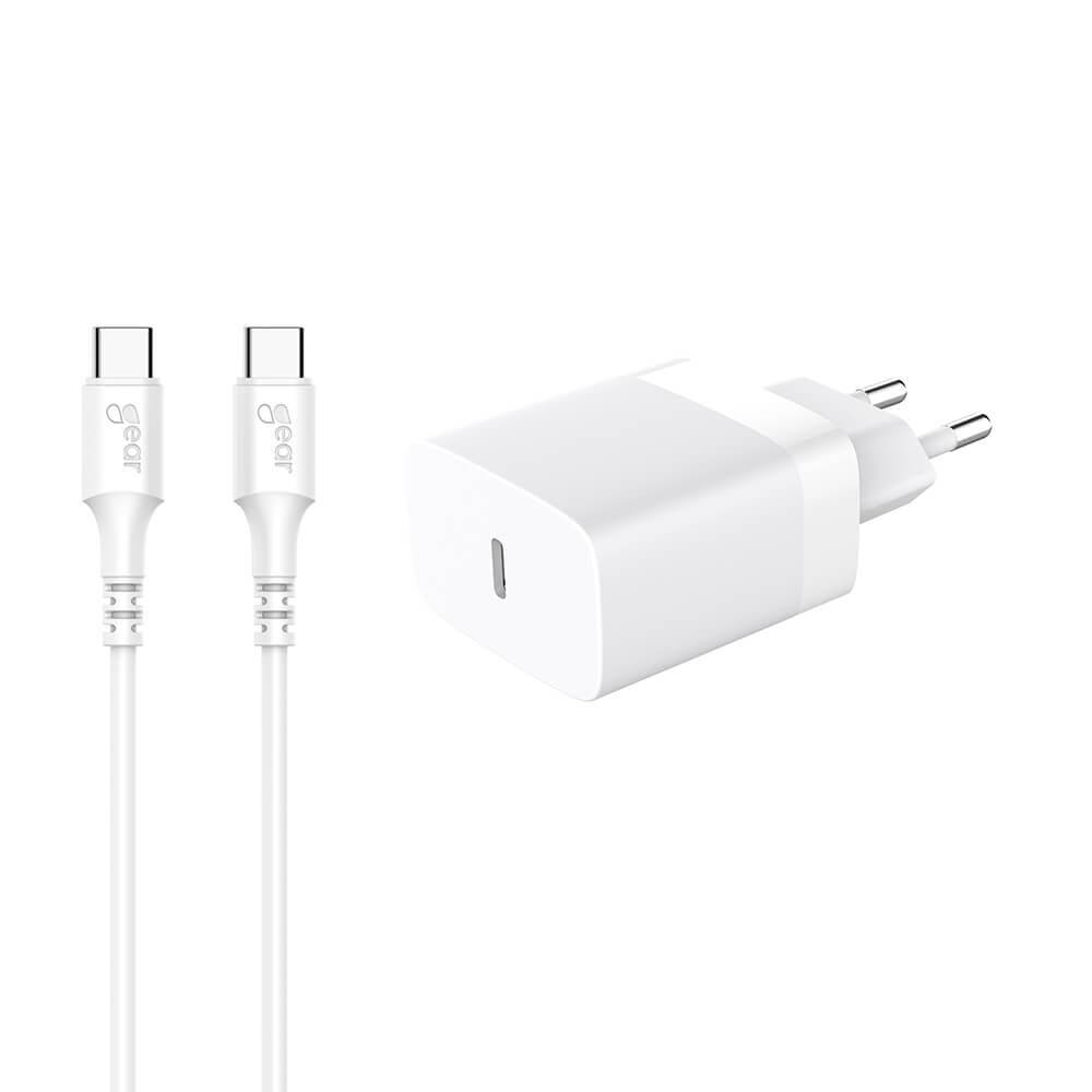 Laddare 1xUSB-C PD/PPS 30W + kabel USB-C till USB-C vit