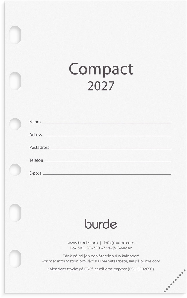 Kalendersats Compact 2027 Burde