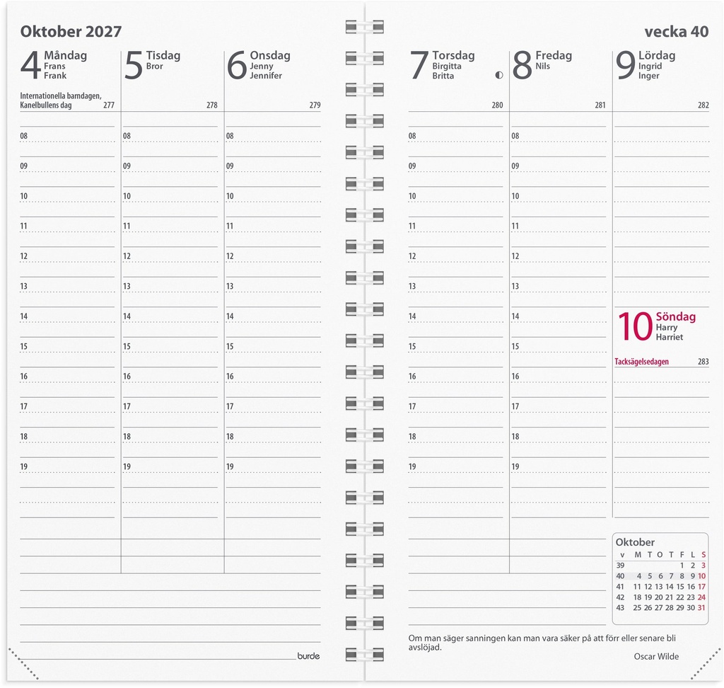Kalendersats Planner Interplano II 2027 Burde