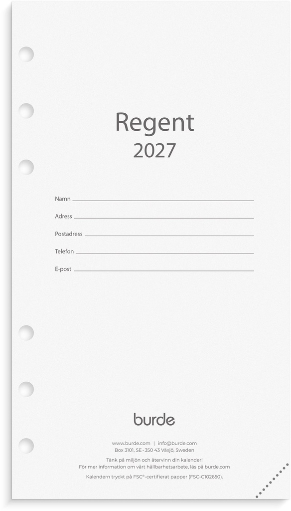 Kalendersats Regent 2027 Burde