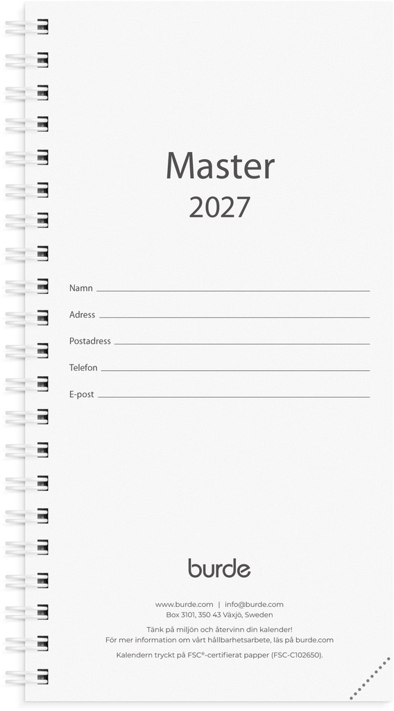 Kalender 2027 Master refill Burde