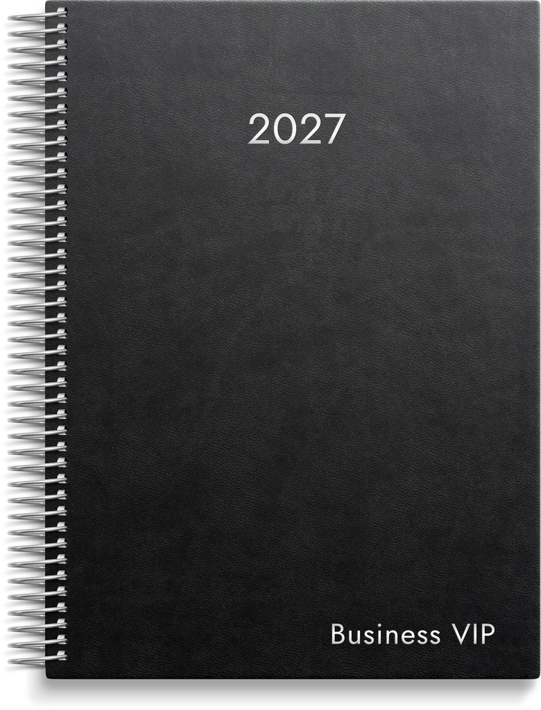 Kalender 2027 Business VIP svart konstläder Burde