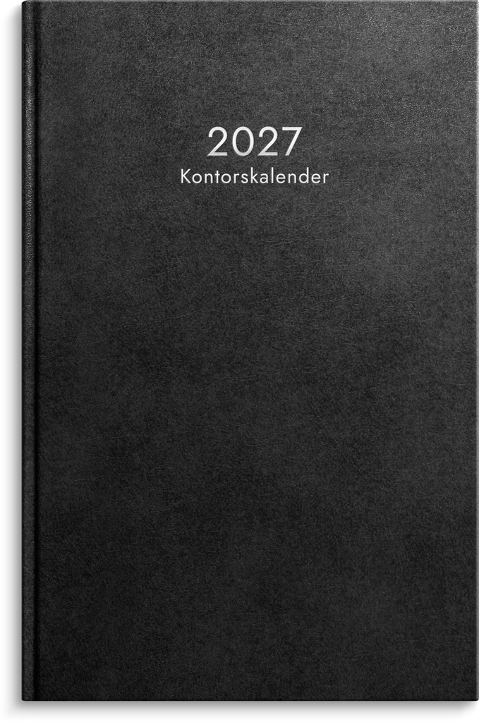 Kontorskalender 2027 svart konstläder Burde