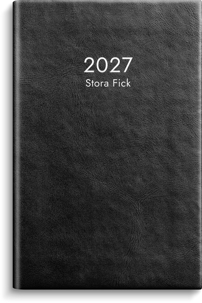 Kalender Stora Fick 2027 svart konstläder Burde