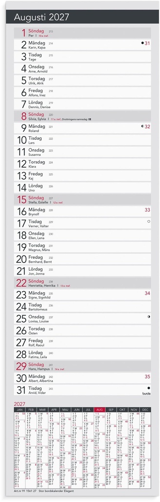 Stor Bordskalender Elegant 2027 Burde