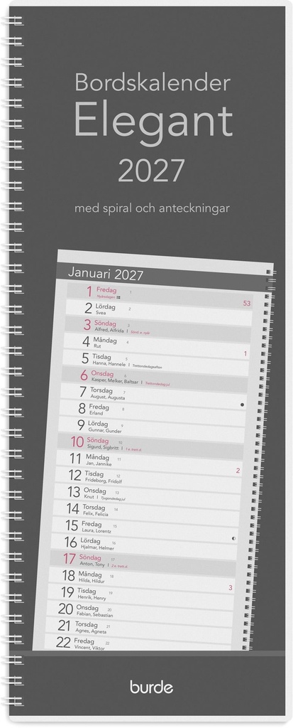 Bordskalender Elegant 2027 spiral Burde