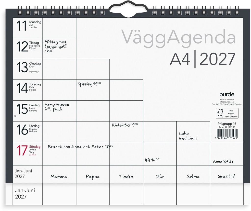 Väggagenda 2027 A4 Burde