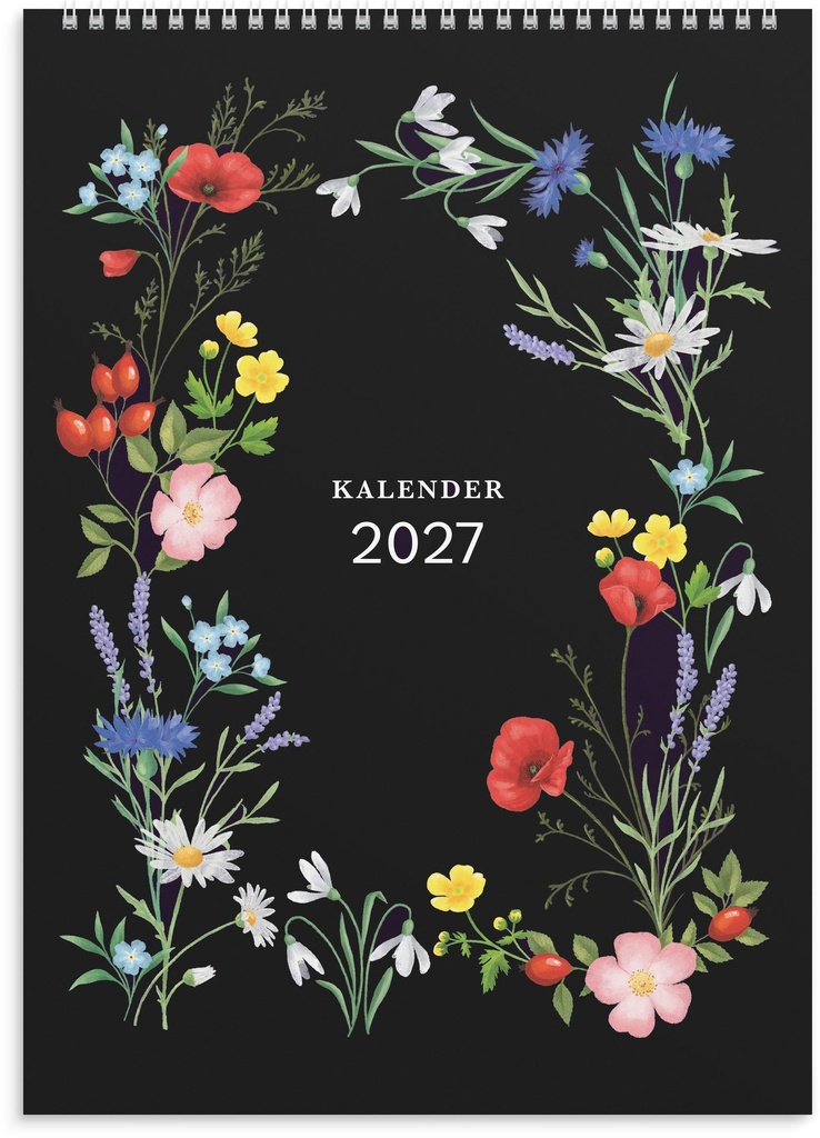 Väggkalender 2027 Illustrerad blomster Burde