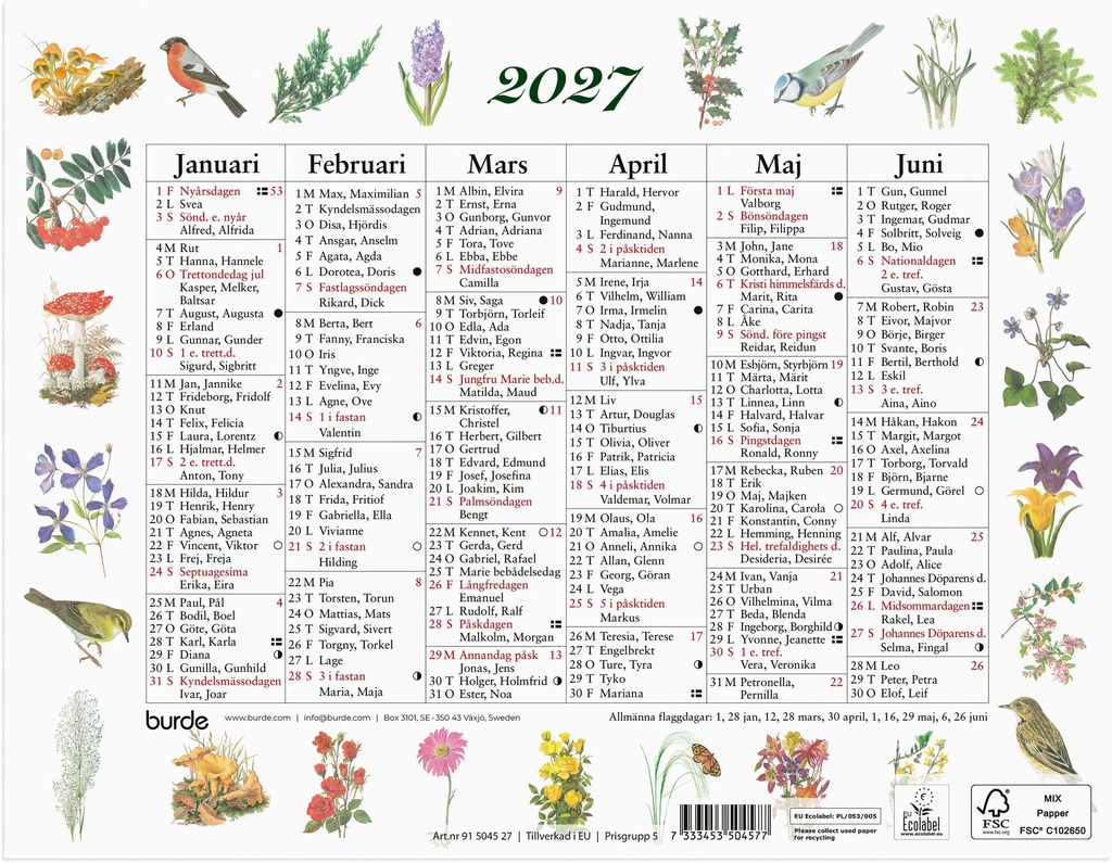 Lilla Naturalmanackan 2027 Burde