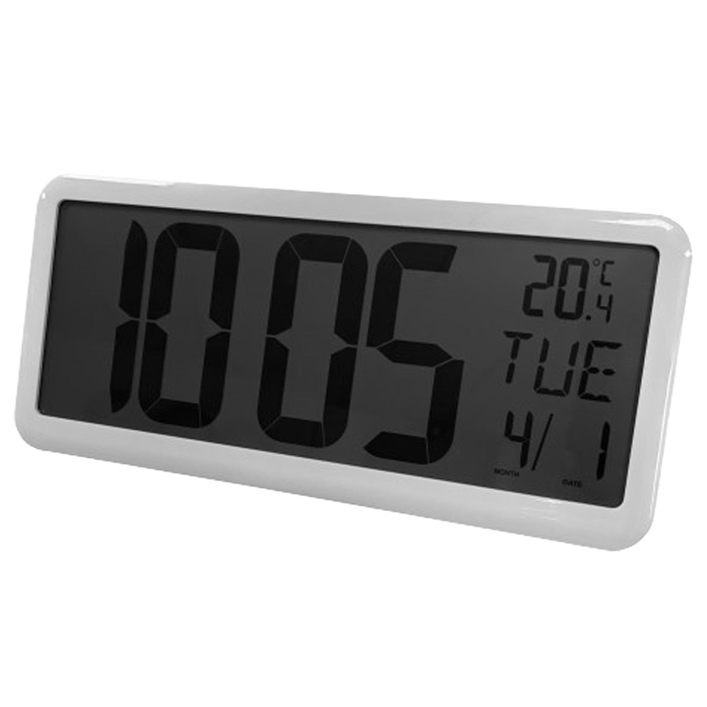 Vägg-/bordsklocka 35,5 cm LCD Vit ram