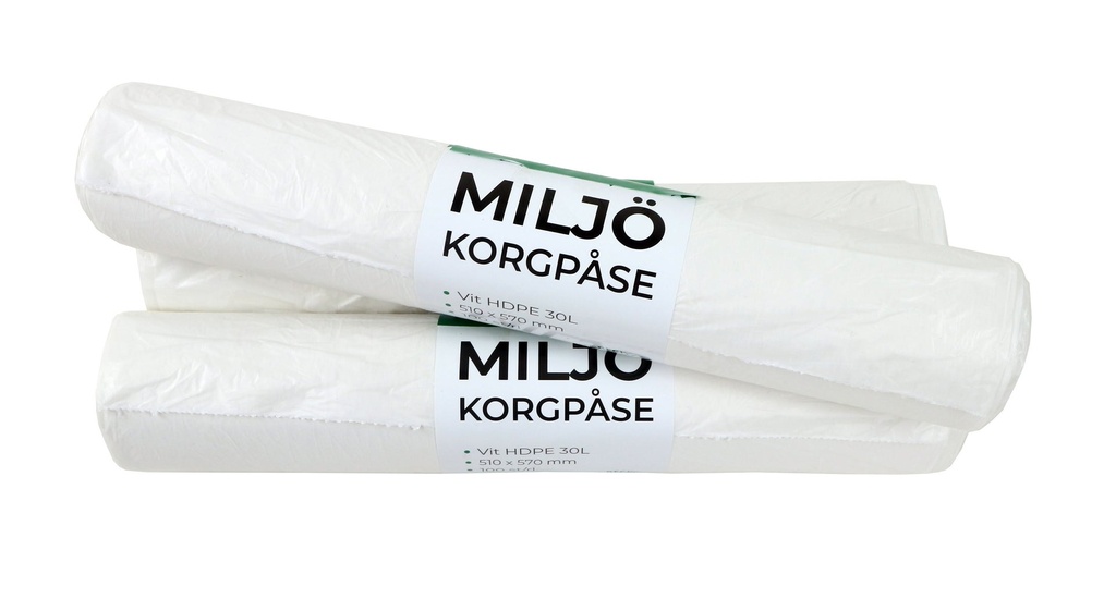 Avfallspåse 30 liter vit 9my 100 st/fp
