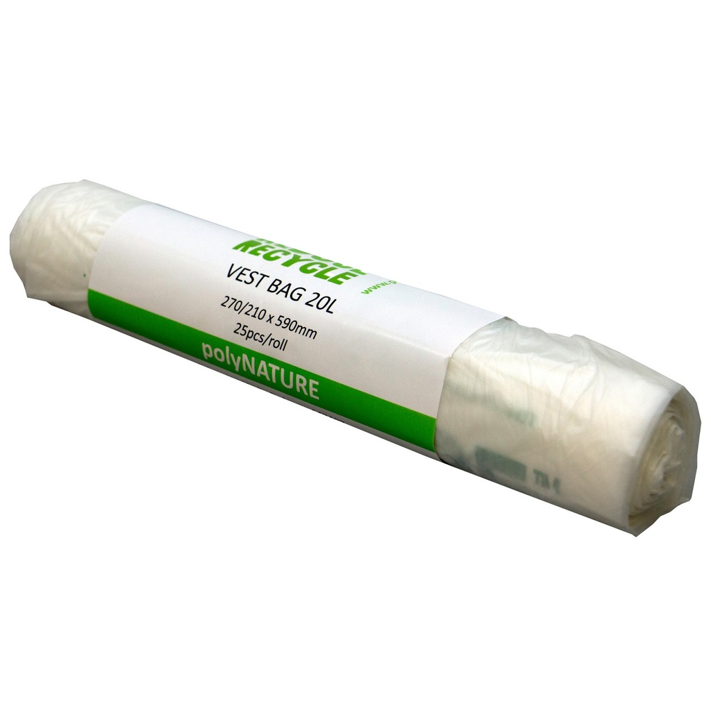 Soppåse Polynature 20 liter vit 25/rulle