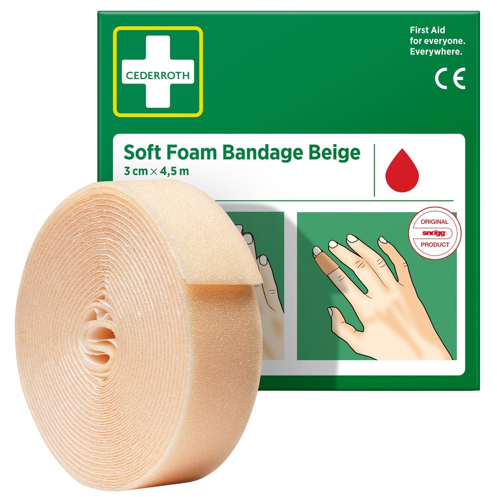 Plåster Cederroth Soft Foam 3 cm x 4,5 m beige
