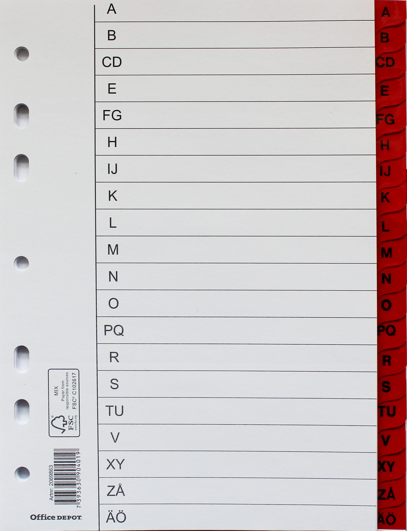 [2069863] Register flikförstärkt A5 A-Ö