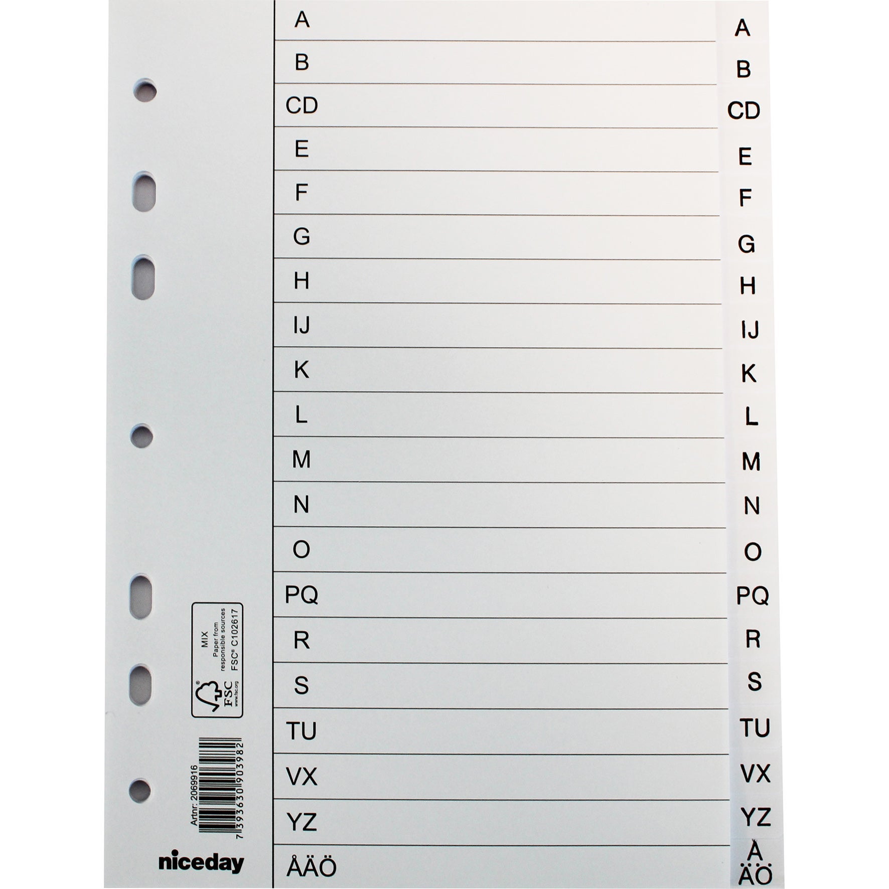 [2069916] Register papper A5 A-Ö