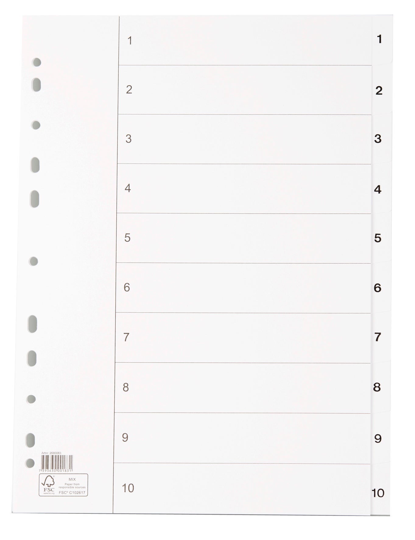 [2680083] Register vit kartong A4 1-10