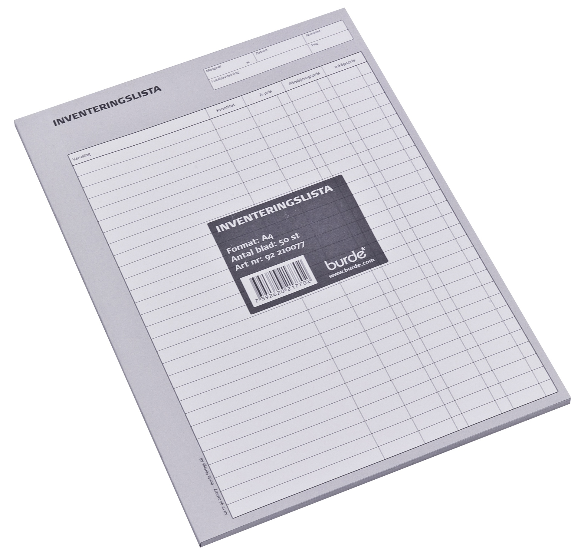 [2011123] Inventeringslista A4 50blad