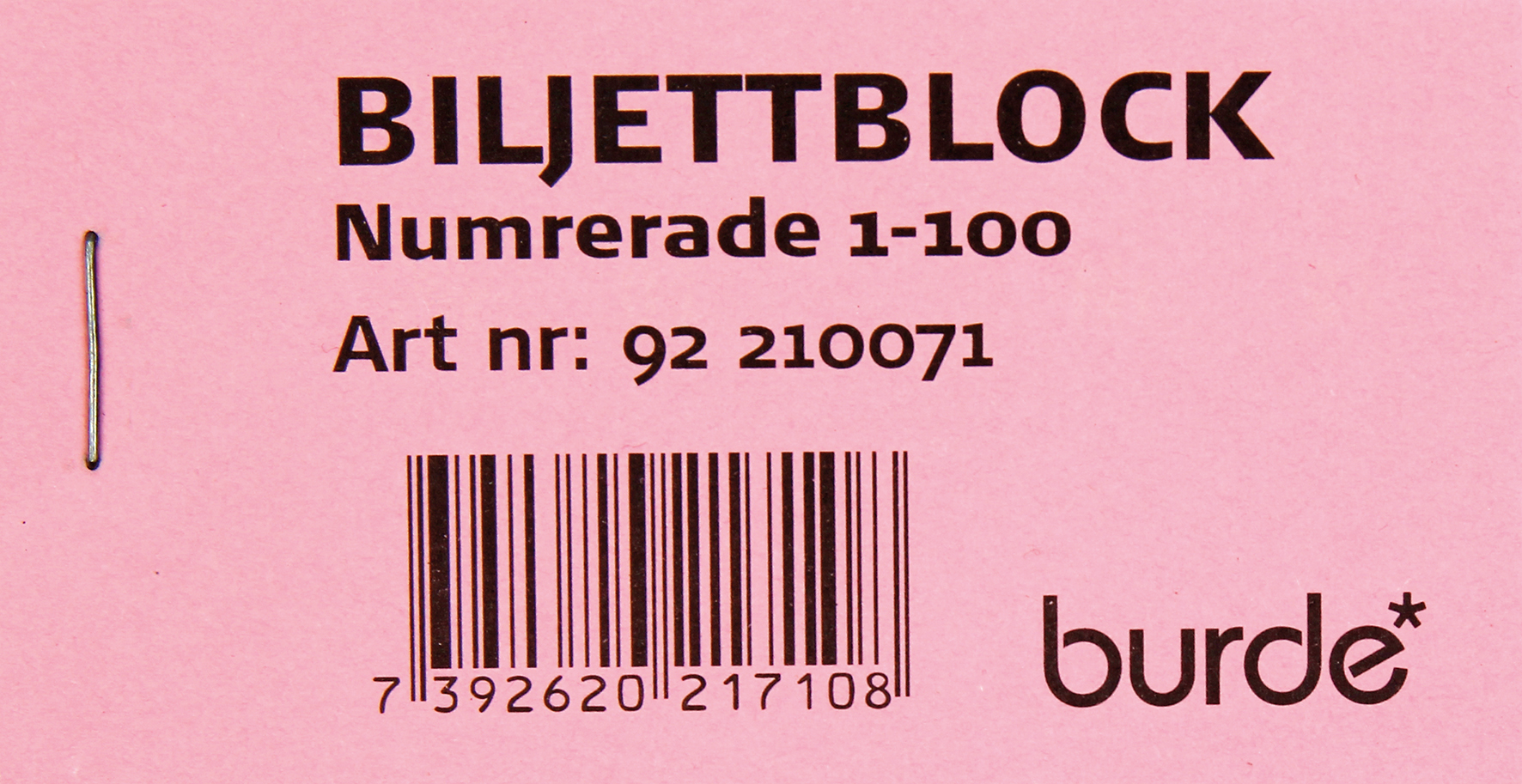 [2046103] Biljettblock 1-100 rosa