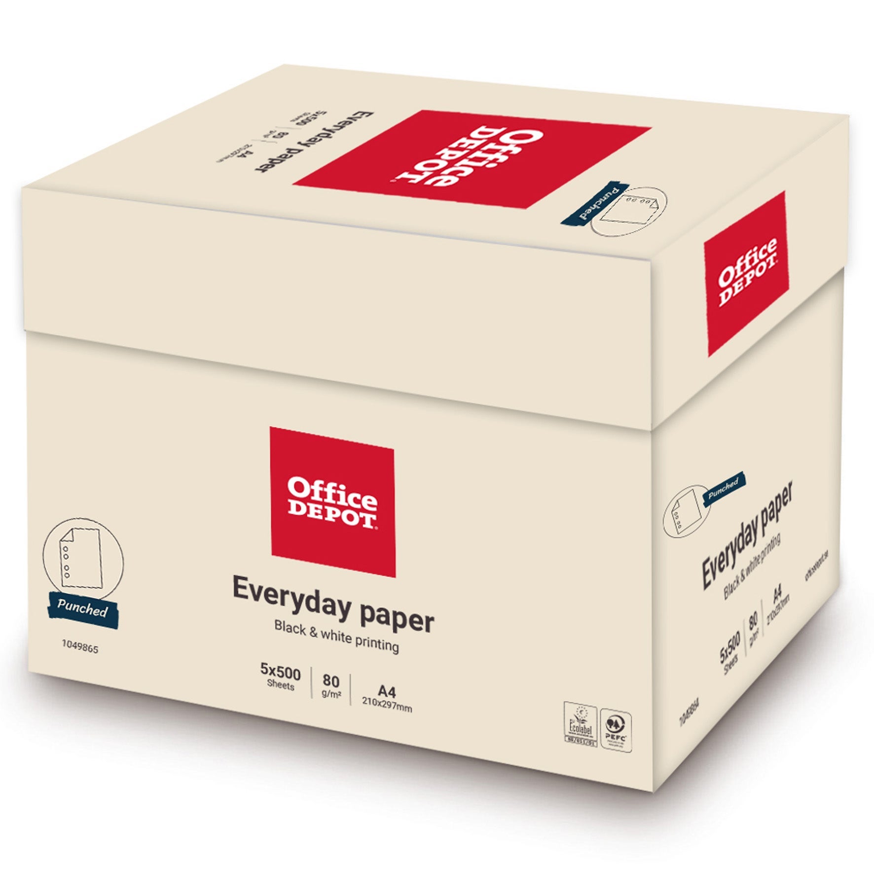 [1049711] Kopieringspapper Non-stop Everyday 80g A4 hålat 2500/krt