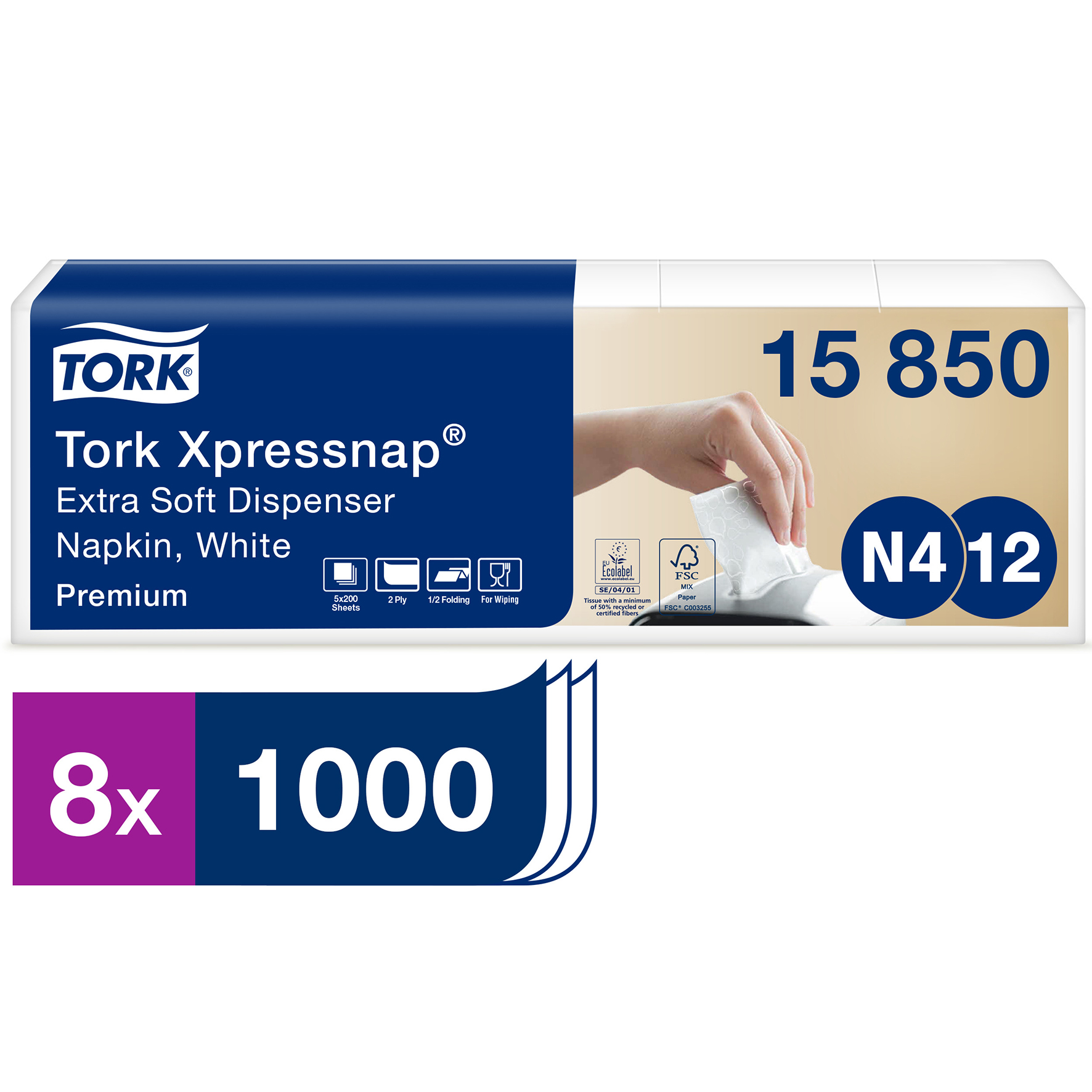 [2256114] Tork Premium servett N4 8000/k