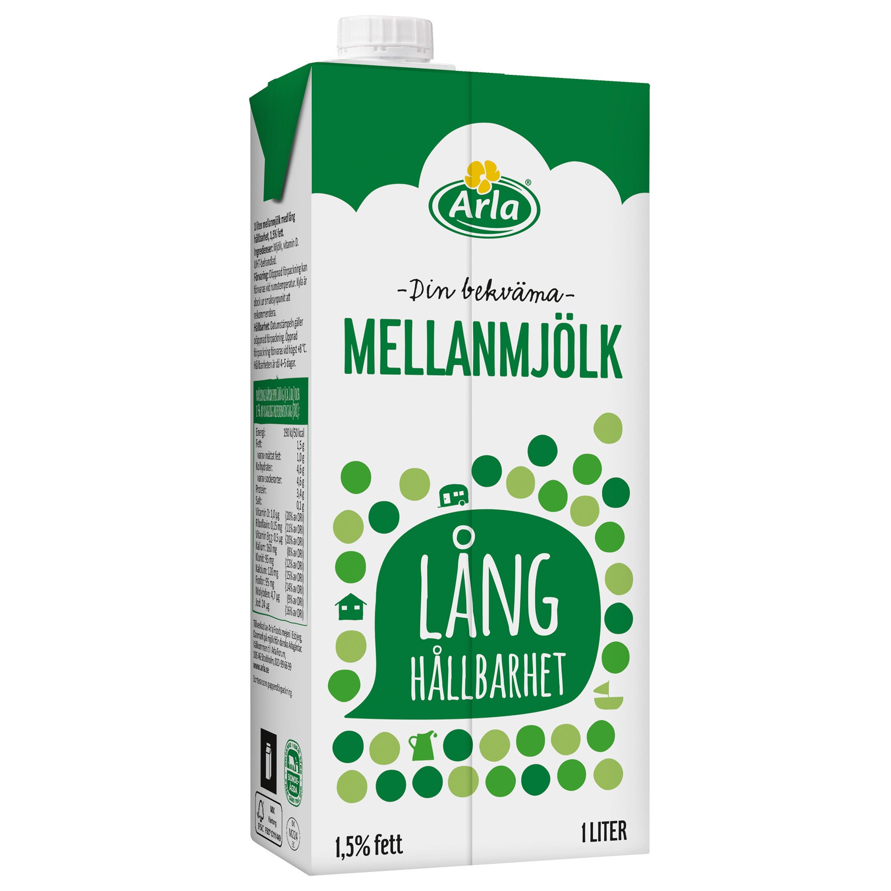 [2829602] H-mjölk Arla Mellanmjölk 1,5% 1 liter Lång Hållbarhet
