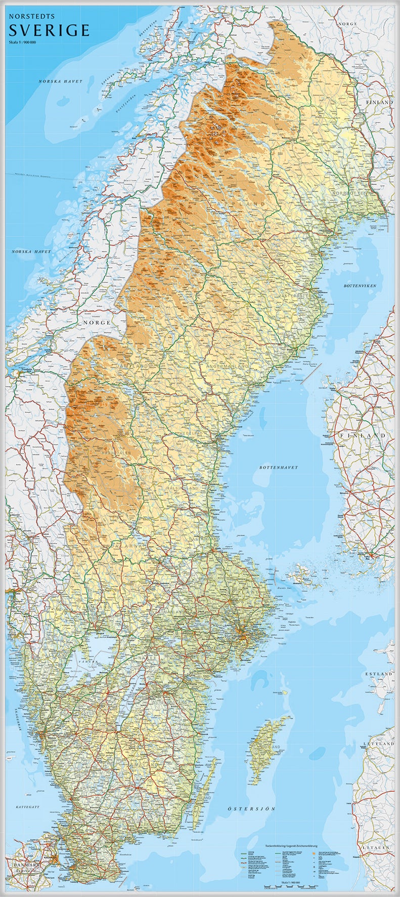 [2714610] Sverigekarta 1:9 milj. 790 x 1760 mm