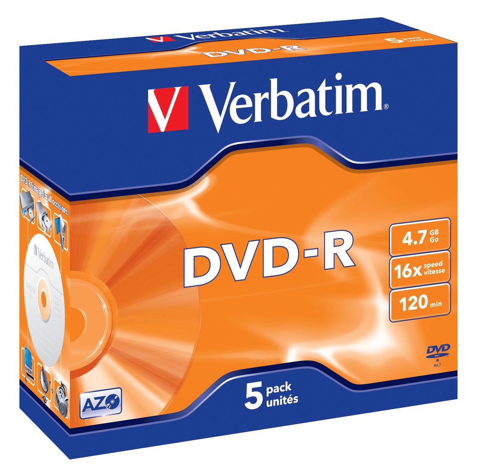 [5500379] DVD-R Verbatim 16x Jewel 5 st/fp